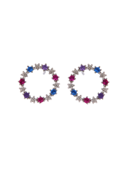 Pendientes Plata Mujer PPR 627/1 Círculo Circonitas Multicolor