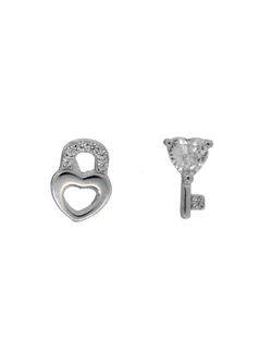 Pendientes Plata Mujer PPR 646 Candado & Llave Circonitas