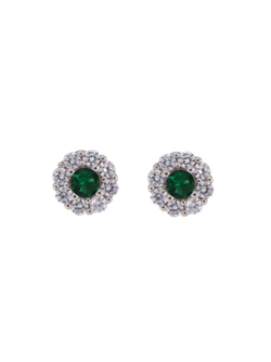 Pendientes Plata Mujer PPR 693/V Círculo Circonitas Verdes Bicolor Blancas
