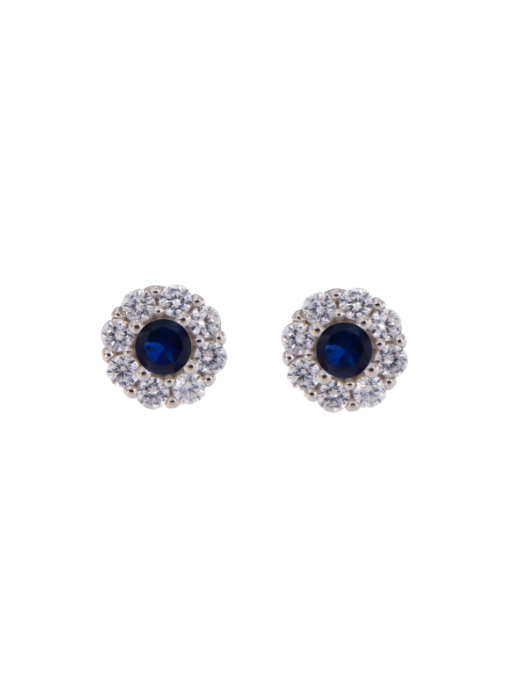 Pendientes Plata Mujer PPR 693/Z Círculo Circonitas Azules Bicolor Blancas
