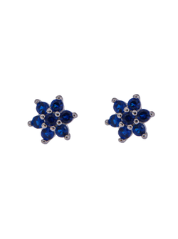 Pendientes Plata Mujer PPR 696/Z Flor Circonitas Azules
