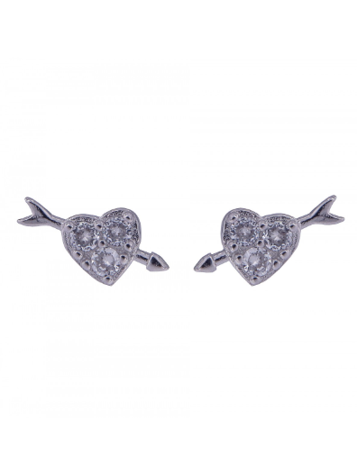 Pendientes Plata Mujer PPR 703 Corazón Circonitas