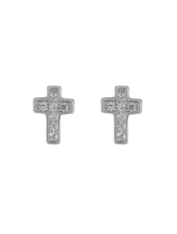 Pendientes Plata Mujer PPR 710 Cruz Circonitas