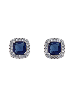 Pendientes Plata Mujer PPR 716/Z Cuadrado Circonitas Azules Bicolor Blancas