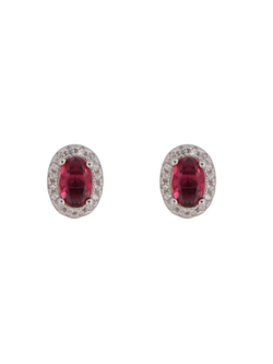 Pendientes Plata Mujer PPR 717/R Óvalo Circonitas Azules Bicolor Blancas