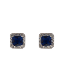 Pendientes Plata Mujer PPR 723/Z Cuadrado Circonitas Azules Bicolor Blancas