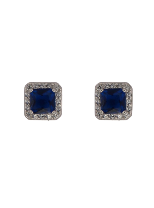 Pendientes Plata Mujer PPR 723/Z Cuadrado Circonitas Azules Bicolor Blancas