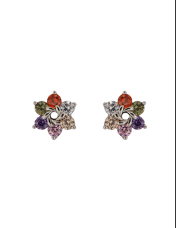 Pendientes Plata Mujer PPR 724 Estrella Circonitas Multicolor