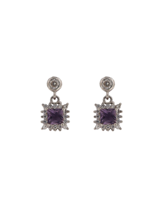 Pendientes Plata Mujer PPR 727/A Colgante Circonitas Moradas Bicolor Blancas