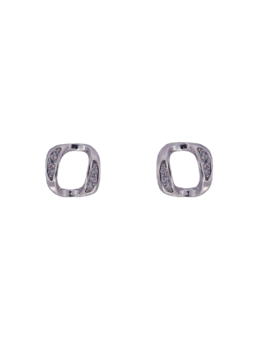 Pendientes Plata Mujer PPR 737 Cuadrados C. Centro Hueco Circonitas
