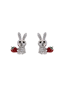Pendientes Plata Mujer PPR 741 Conejos C. Fresas Circonitas