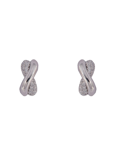 Pendientes Plata Mujer PPR 742 Bandas Cruzadas Circonitas