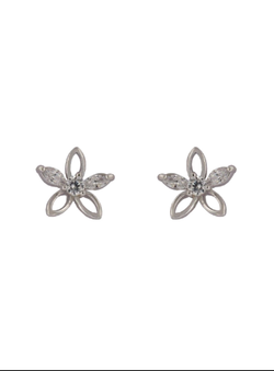 Pendientes Plata Mujer PPR 744 Flores Circonitas