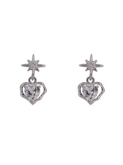 Pendientes Plata Mujer PPR 746 Estrellas Colgantes Corazones Circonitas