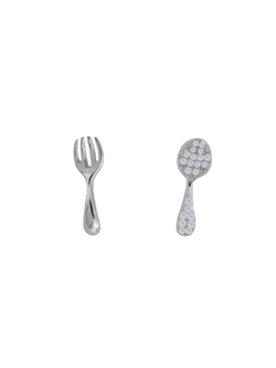 Pendientes Plata Mujer PPR 751 Tenedor & Cuchara Circonitas