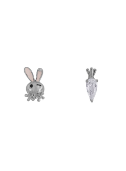 Pendientes Plata Mujer PPR 753 Conejo & Zanahoria Circonitas