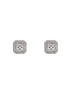 Pendientes Plata Mujer PPR 761 Circonitas Cuadrada