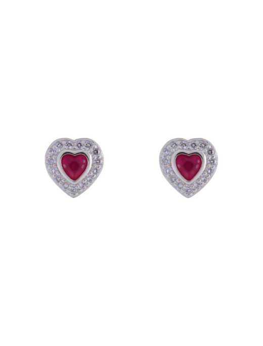 Pendientes Plata Mujer PPR 789/R Corazón Circonitas Rojas Bicolor Blancas