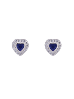 Pendientes Plata Mujer PPR 789/Z Corazón Circonitas Azules Bicolor Blancas