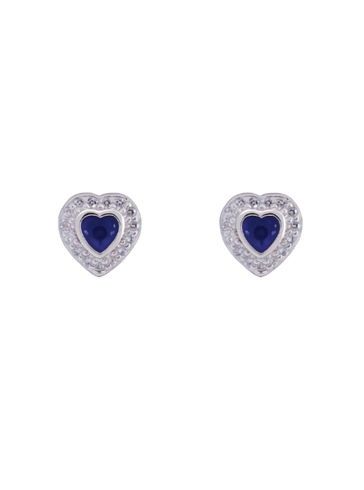 Pendientes Plata Mujer PPR 789/Z Corazón Circonitas Azules Bicolor Blancas