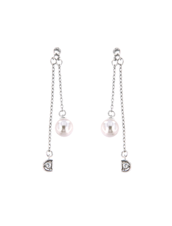 Pendientes Plata Mujer PPRP37 Colgante Circonitas & Perlas