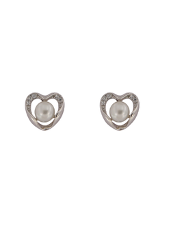 Pendientes Plata Mujer PPRP75 Corazón C. Perla & Circonitas