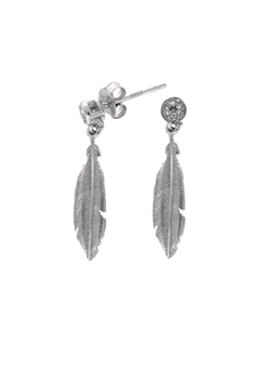 Pendientes Plata Mujer PSET103/1 Circonita Colgante Pluma