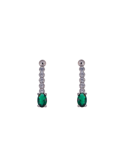 Pendientes Plata Mujer PSET127/1 Circonitas Verdes Bicolor Blancas