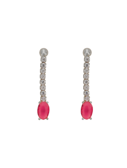 Pendientes Plata Mujer PSET128/1 Circonitas Rosadas Bicolor Blancas