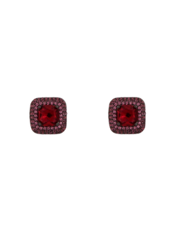 Pendientes Plata Mujer PSET140/1R Circonitas Rojas