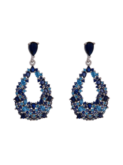 Pendientes Plata Mujer PSET156/1 Circonitas Azules