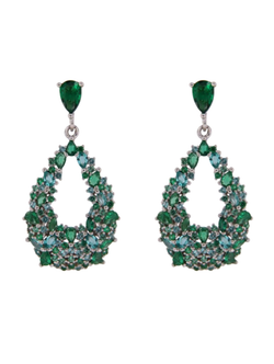 Pendientes Plata Mujer PSET157/1 Circonitas Verdes