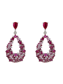 Pendientes Plata Mujer PSET158/1 Circonitas Rosadas