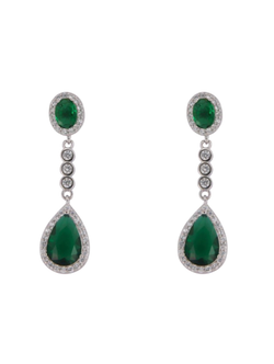 Pendientes Plata Mujer PSET160/1V Colgante Circonitas Verdes