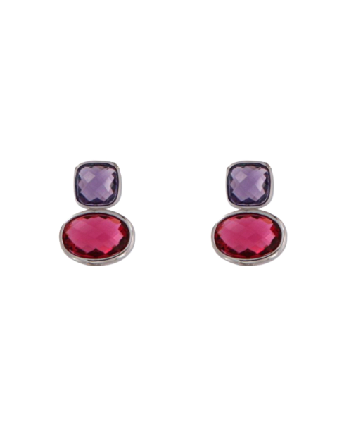 Pendientes Plata Mujer PSET162/1 Circonitas Moradas Bicolor Rojas