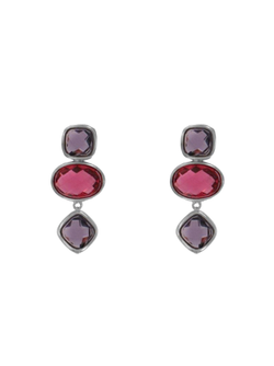 Pendientes Plata Mujer PSET168/1 Colgante Circonitas Moradas Bicolor Rojas
