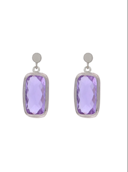 Pendientes Plata Mujer PSET173/1 Circonita Lila