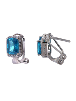 Pendientes Plata Mujer PSET186/1L Circonita Azul