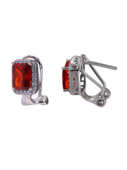 Pendientes Plata Mujer PSET186/1R Circonita Roja