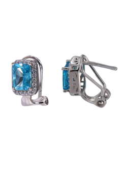 Pendientes Plata Mujer PSET186/1S Circonita Azul