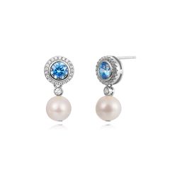 Pendientes Plata Piedra Mineral Perlas 8mm PEM0287RHPA