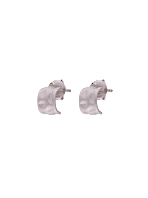 Pendientes Plata PPAC195 Medio Aro Martillado En Brillo