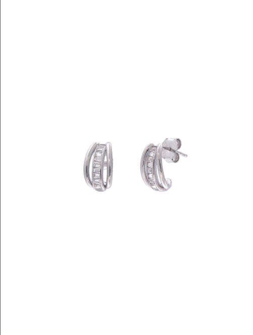 Pendientes Plata PPAC200 Medio Aro C. Circonitas