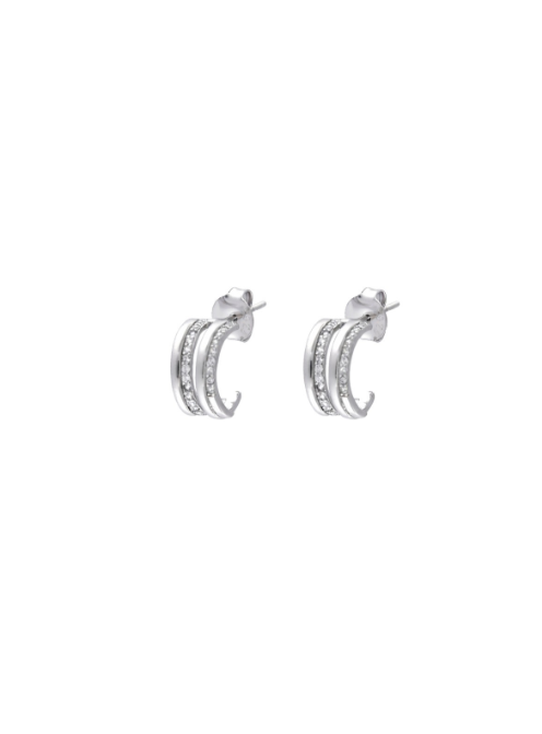 Pendientes Plata PPAC203 Medio Aro C. Circonitas