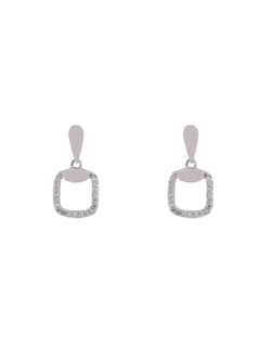 Pendientes Plata PPEN2195 Colgante Cuadrado C. Circonitas
