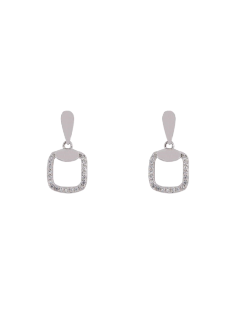 Pendientes Plata PPEN2195 Colgante Cuadrado C. Circonitas