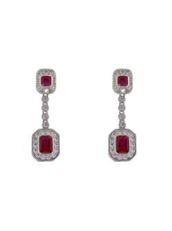 Pendientes Plata PPEN2252/R Colgante Circonitas Rojas