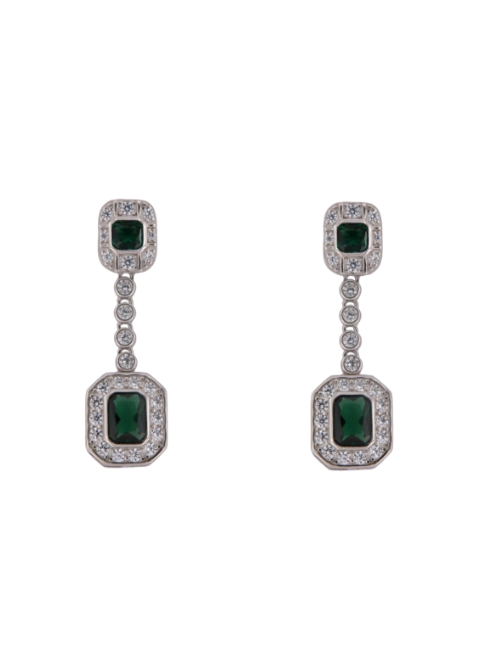 Pendientes Plata PPEN2252/V Colgante Circonitas Verdes