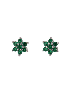 Pendientes Plata PPR 696/V Flor Circonitas Verdes