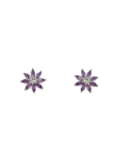 Pendientes Plata PPR 719/A Flor Circonitas Lila